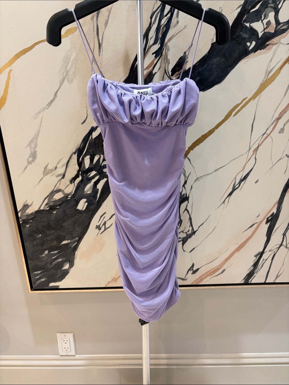Princess Polly Lavender Ruched Spaghetti Strap Mini Dress